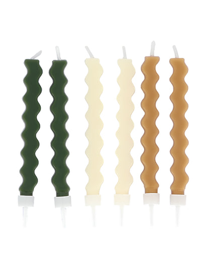 6 cikcak zvlněných dortových ozdobných svíček