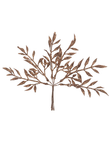 6 větví na stonku čokoládové třpytky 18 cm