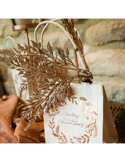 6 větviček na stonku s čokoládovými třpytkami 21 cm 