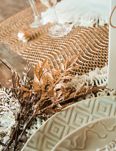 6 větví na stonku růžového zlata 18 třpytek cm na ozdobu