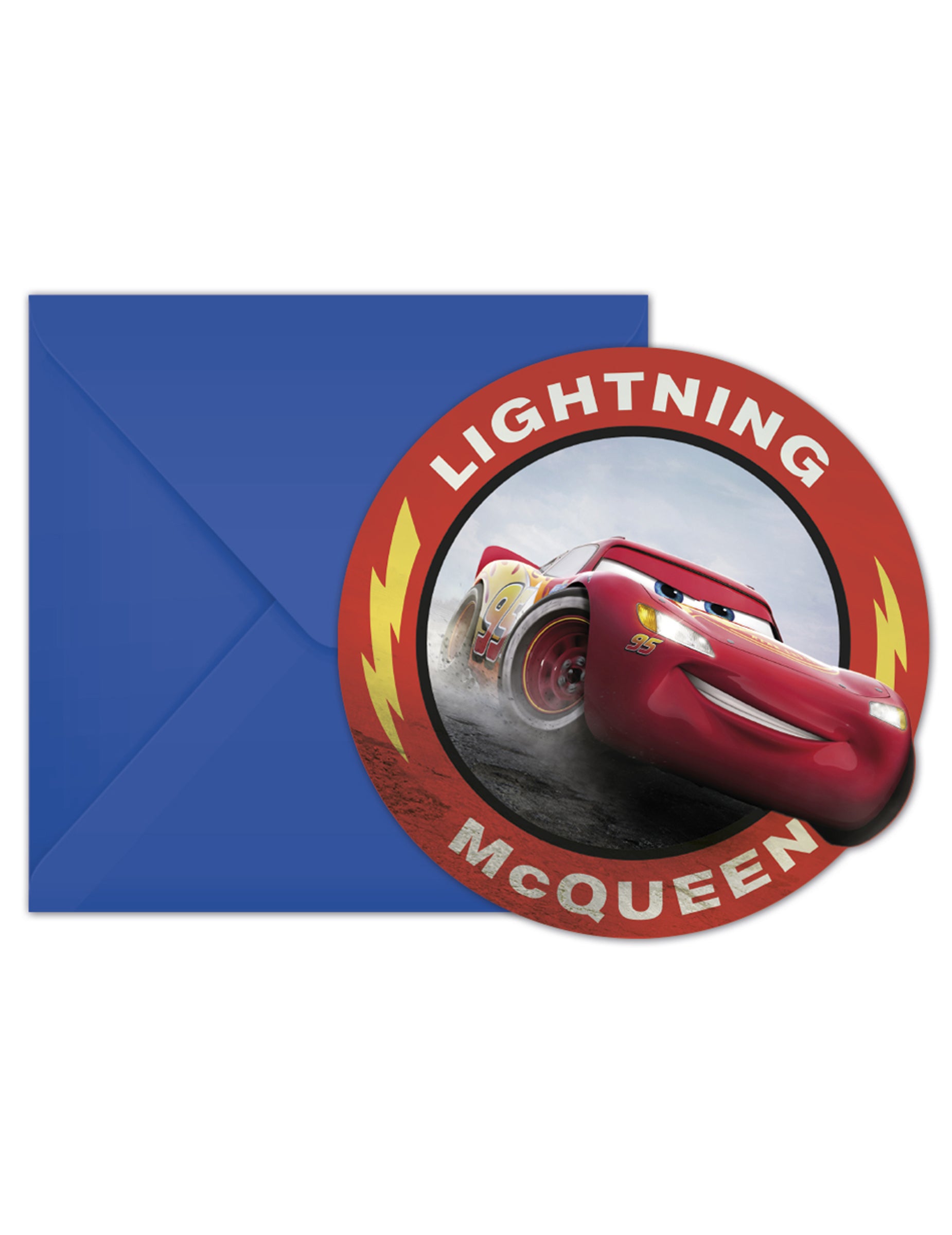 Cartons d'invitation avec enveloppes Cars 3 pour enfant bleu et rouge