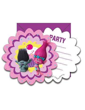 6 pozvánek s motivem Trollů a obálky