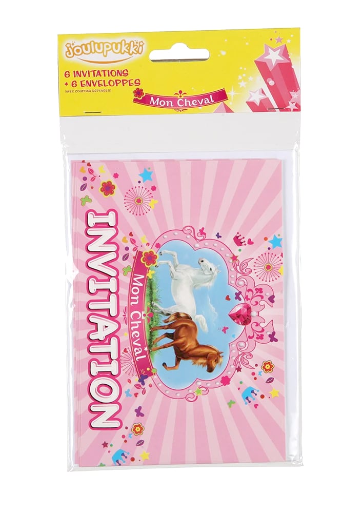6 pozvánek s obálkami Mon Cheval na slavnostní svačinu 