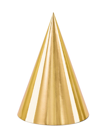 6 zlatých kartonových párty klobouků 16 cm