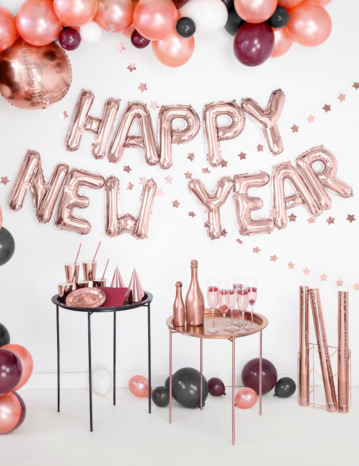 6 kartonových párty klobouků z růžového zlata 16 cm k narozeninám