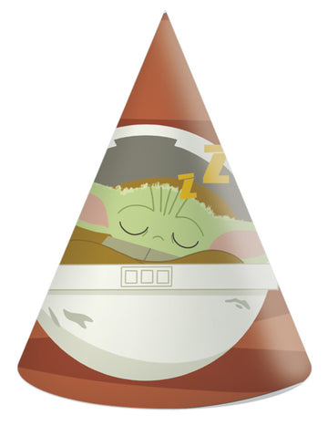 6 kartonových párty čepic s motivem Baby Yody, Mandaloriana