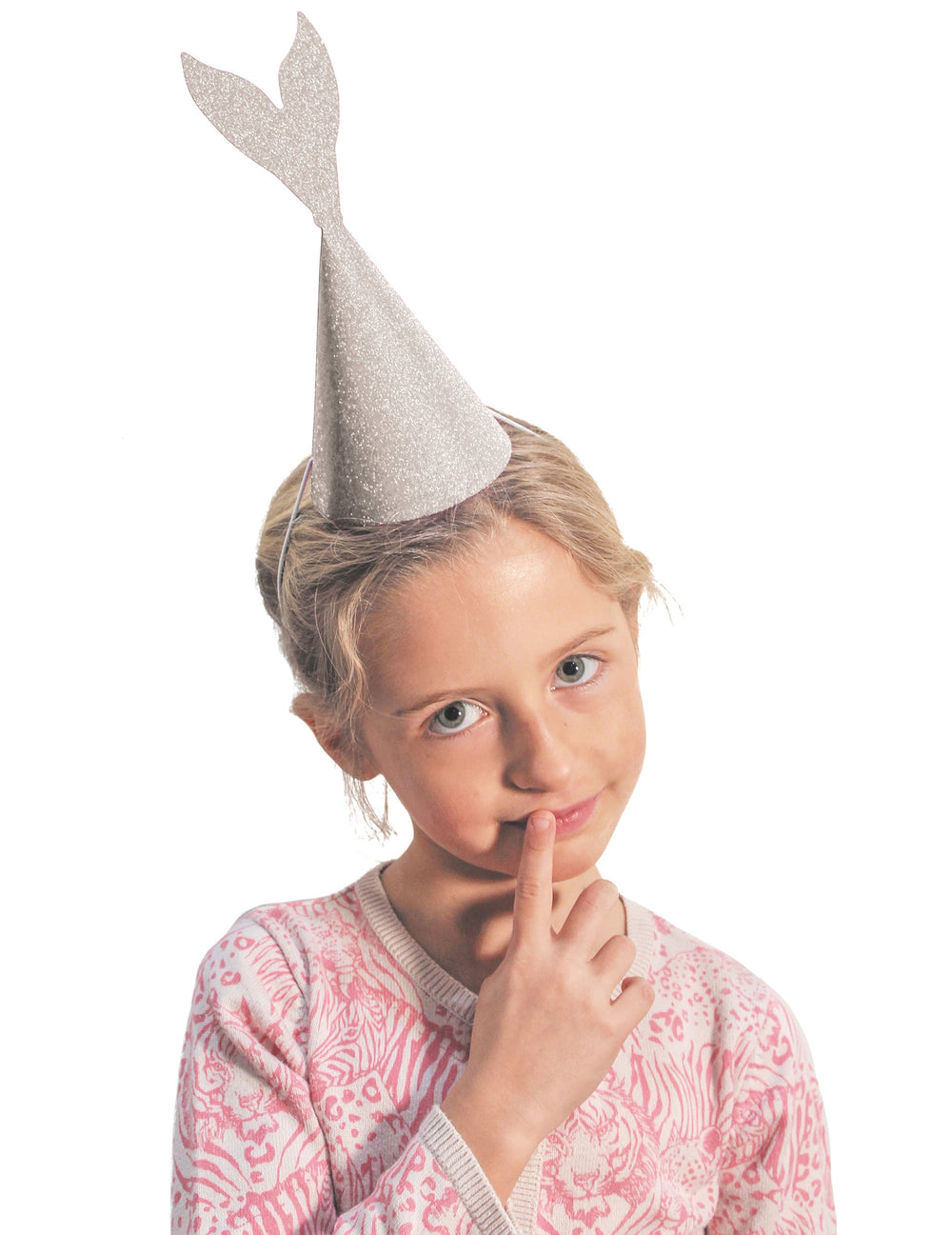 Chapeau sirène pour enfant gris pailleté