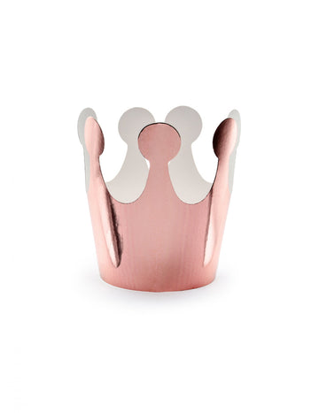 6 metalických kartonových korun z růžového zlata 6 cm k narozeninám princezny