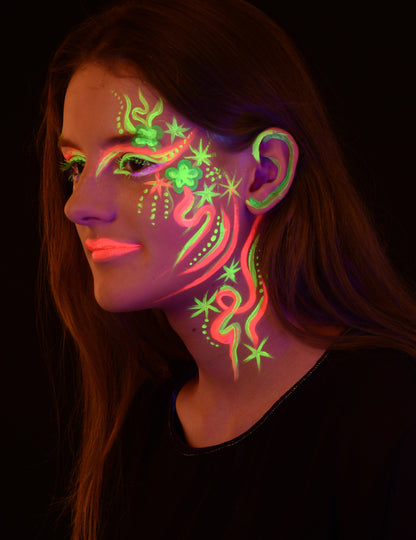 Maquillage sur le visage et le cou du 6 crayons gras fluo UV pour enfant multicolore