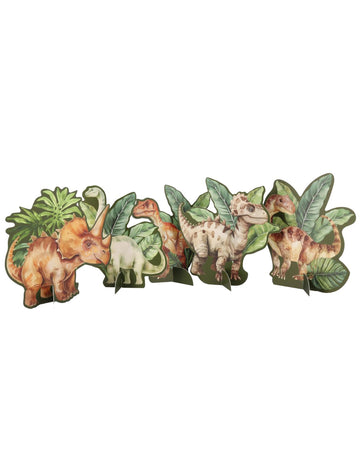6 dekorací k umístění zelených papírových dinosaurů od 8,5 do 12 cm k narozeninám