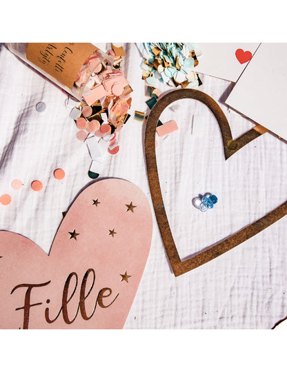 6 růžovo-modrých a zlatých stolních dekorací pro dívku nebo chlapce 6,5-20 cm