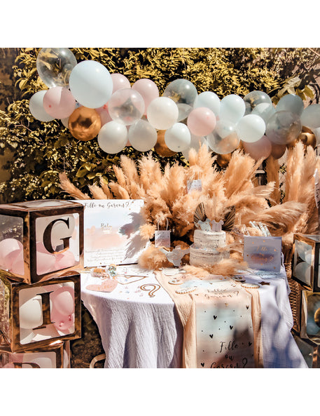 6 růžovo-modrých a zlatých stolních dekorací pro dívku nebo chlapce 6,5-20 cm