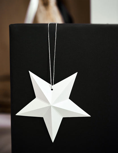 6 bílých 3D vánočních závěsných hvězd