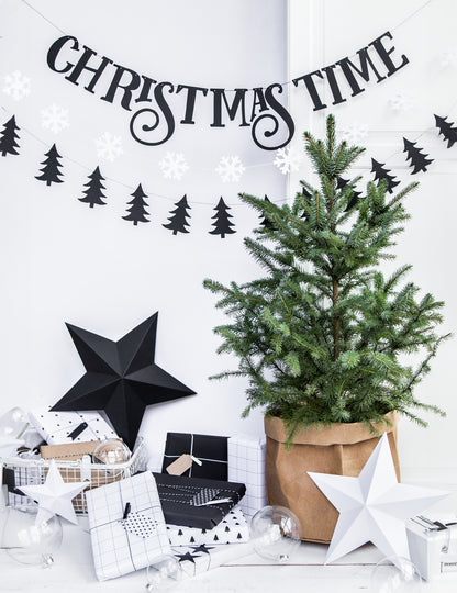 6 bílých 3D vánočních závěsných hvězd