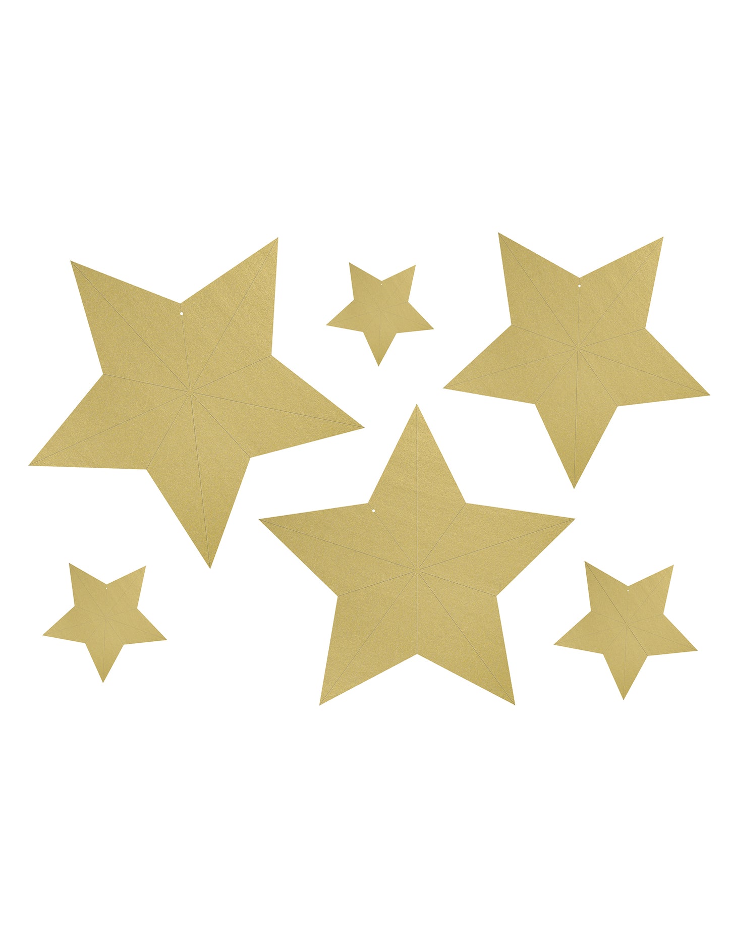 6 3D zlatých vánočních závěsných hvězd