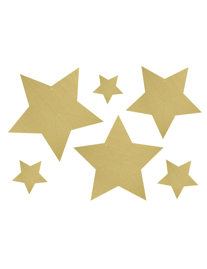 6 3D zlatých vánočních závěsných hvězd
