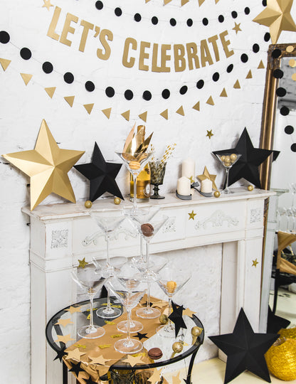 6 3D zlatých vánočních závěsných hvězd