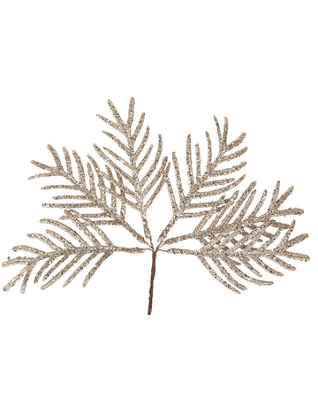 6 tropických listů se třpytivým šampaňským 19 cm na stopce