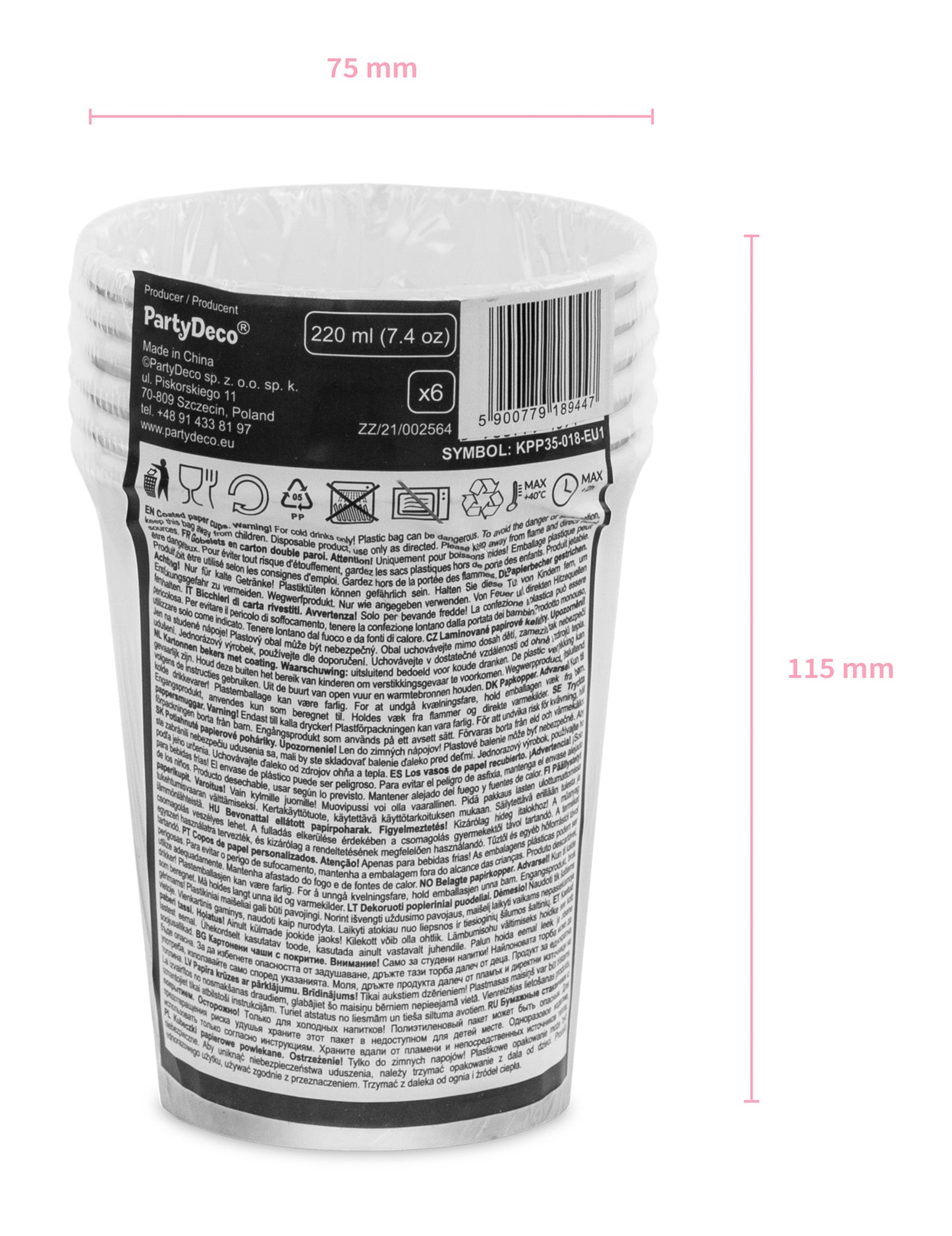 6 stříbrných hrnečků 220 ml