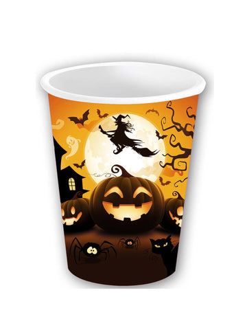 6 papírových kelímků s motivem halloweenské dýně 240ml