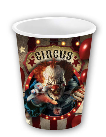 6 papírových kelímků s motivem halloweenského klauna 240ml