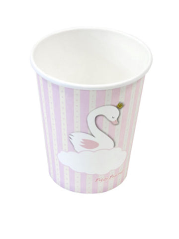 6 kartonových kelímků růžové labutě 250 ml