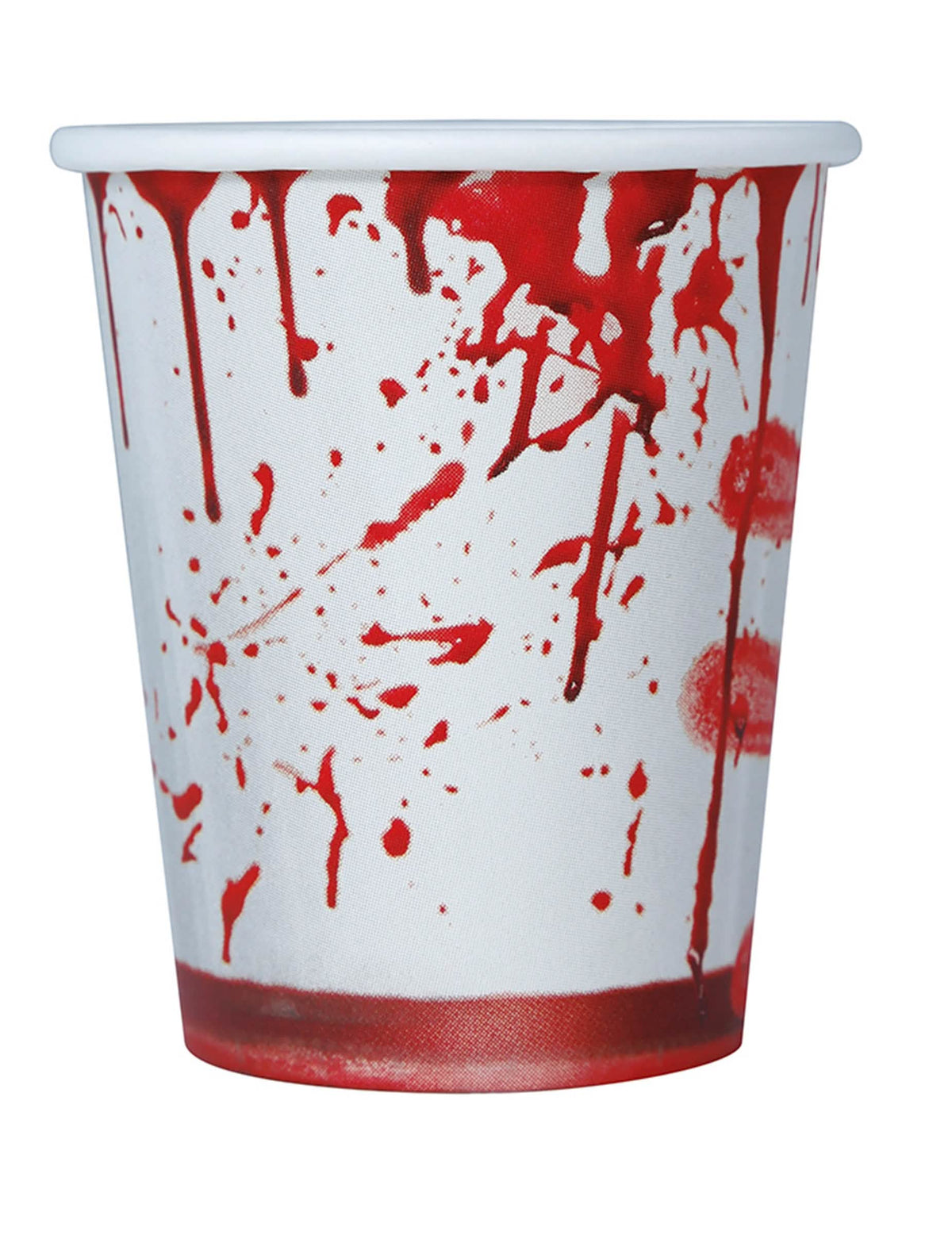 Papírové kelímky halloween s krvavými skvrnami bílé a červené