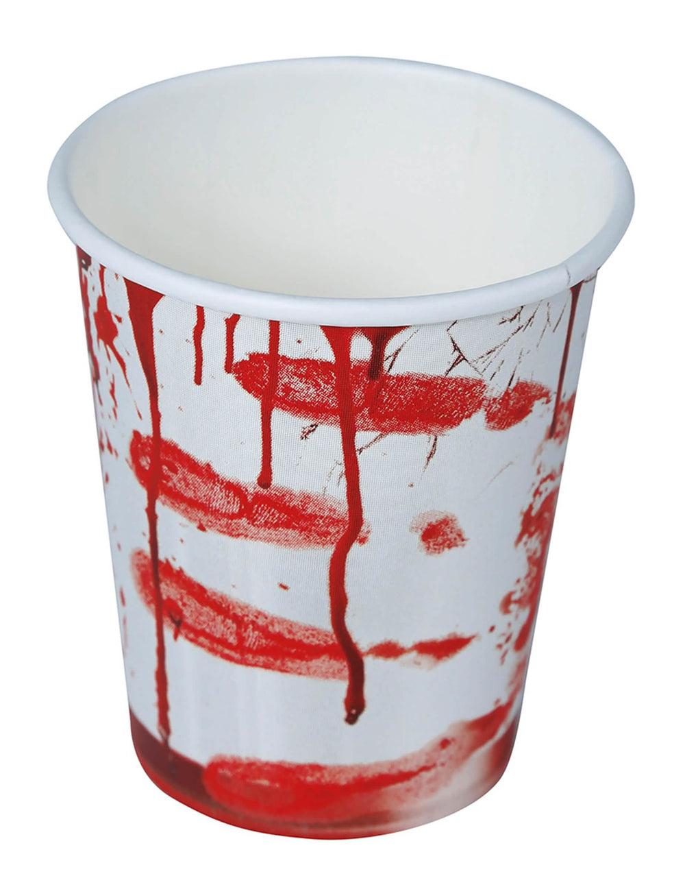 Detail na krvavé stopy na krvavém papírovém kelímku halloween