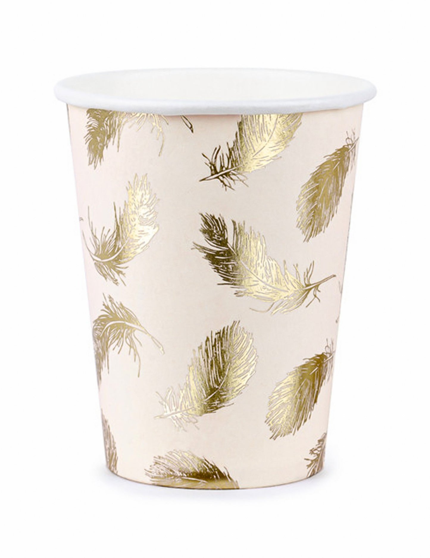 Papírové kelímky Lovely Swan růžové s zlatými peříčky