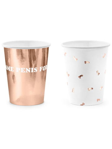 6 papírových kelímků Same Penis Forever Rose Gold 220ml