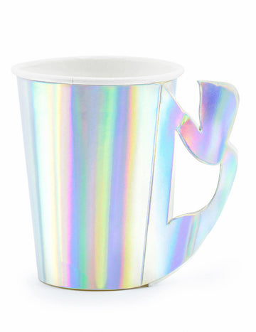 Gobelets en carton sirène pour fête holographique avec anse en forme de queue de sirène