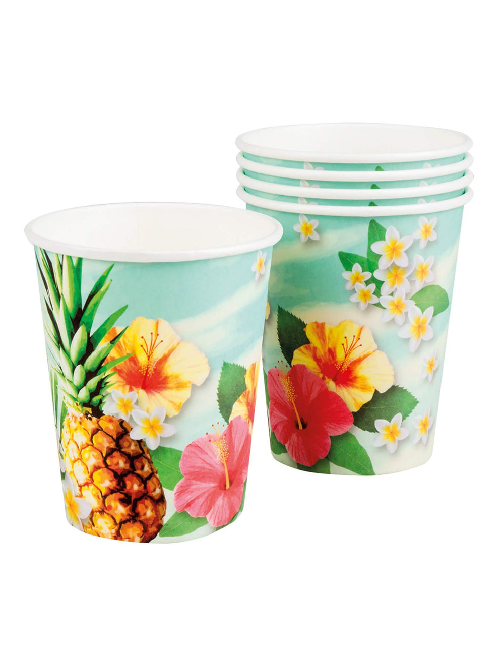 Zinscenace na bufetu s kelímky Hawaii party