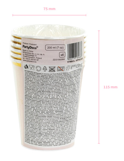 6 malých růžových a bílých kočičích šálků 220 ml
