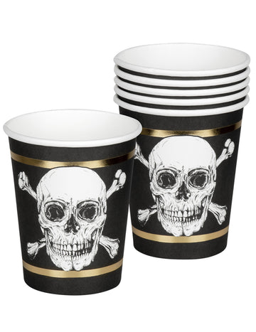 10 papírových kelímků Pirát Jolly Roger 21 cl