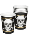 Vue de face d'un gobelet en carton Pirate Jolly Roger