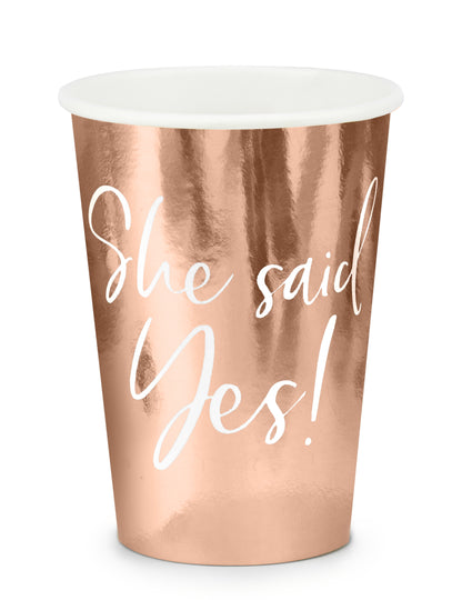 6 kartonových kelímků z růžového zlata řekla ano 220 ml rozlučka se svobodou