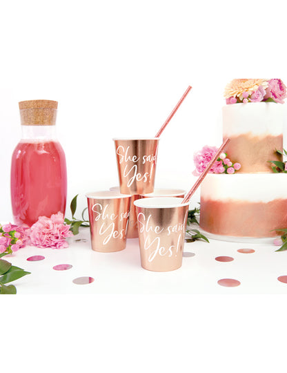 6 kartonových kelímků z růžového zlata řekla ano 220 ml rozlučka se svobodou