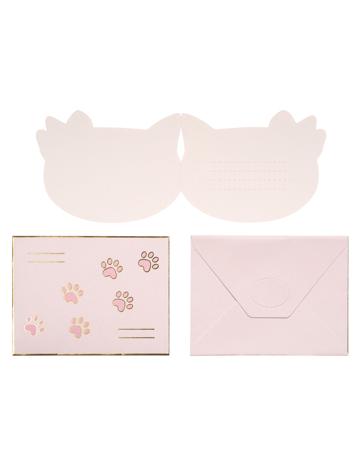 6 pozvánek s růžovými obálkami kotě k narozeninám