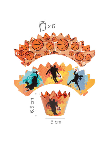 Dekorační sada na 6 cupcakes se zápichy Basketbal