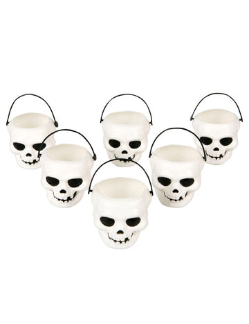 6 miniaturních kbelíků s lebkami na Halloween