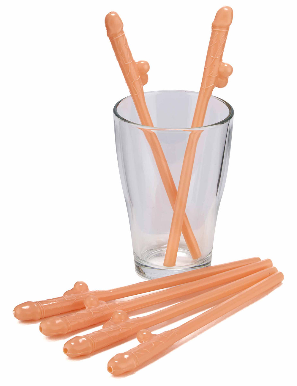Mise en situation dans un verre des pailles coquines zizi