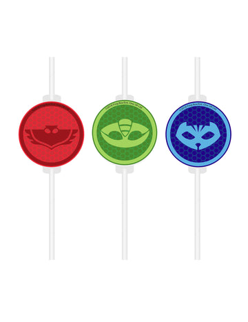 4 brčka ve tvaru medailonku s motivem PJ Masks z kartonu