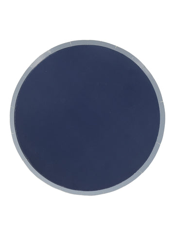 6 malých dvoubarevných kartonových talířů, tmavě modrá a bouřková modrá, 18 cm na párty