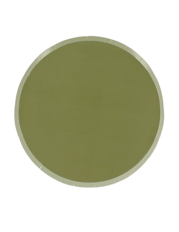 6 malých dvoubarevných kartonových talířů v šalvějově zelené a měděnové barvě 18 cm bohémská výzdoba