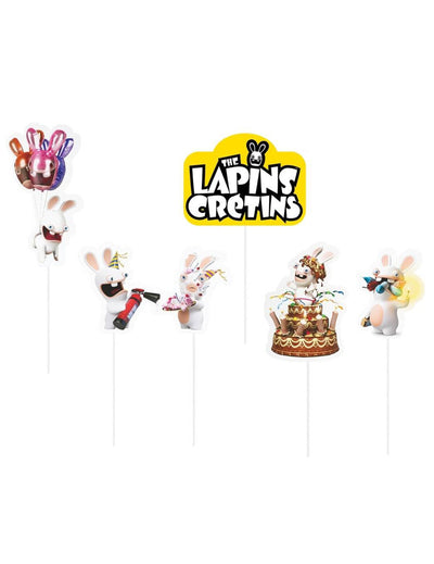 Pics à gâteau Lapins crétins pour anniversaire lot de 6 multicolore