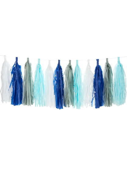 6 šedých třásňových pomponů 