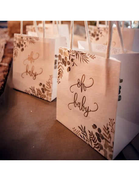 6 lahůdkových sáčků oh baby eukalyptus zlaté zlacení 10 x 18 x 5 cm s rukojetí