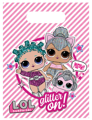 Sachets de fête LOL Surprise pour enfant rose et blanc à paillettes