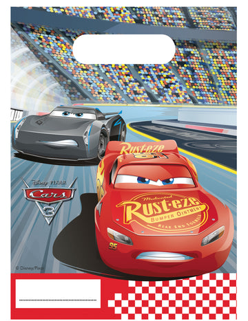 Sacs cadeaux Cars 3 pour enfant rouge avec Flash McQueen et Jackson Storm