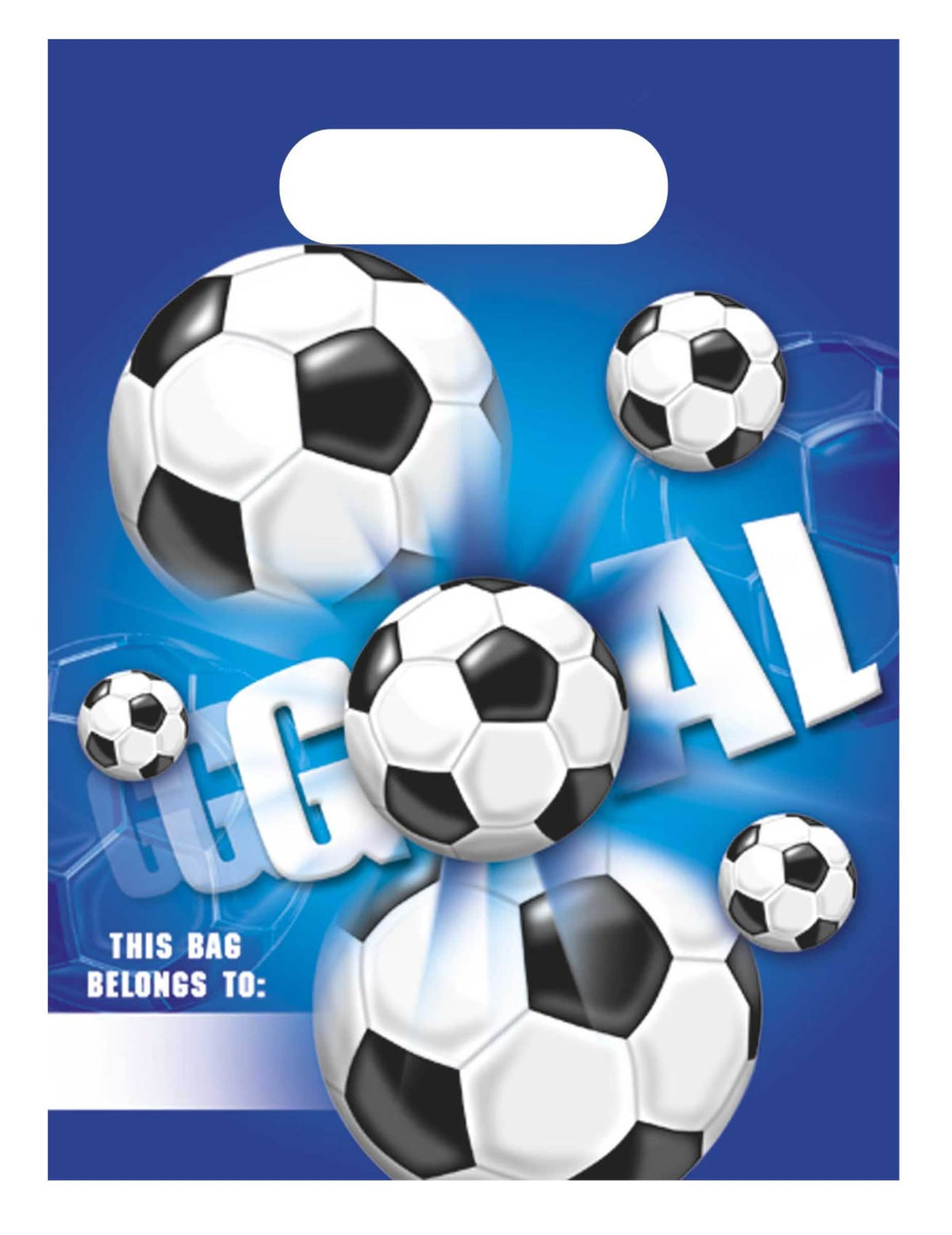 Plastové párty sáčky Football Goal pro narozeniny modrá s motivy fotbalových míčů